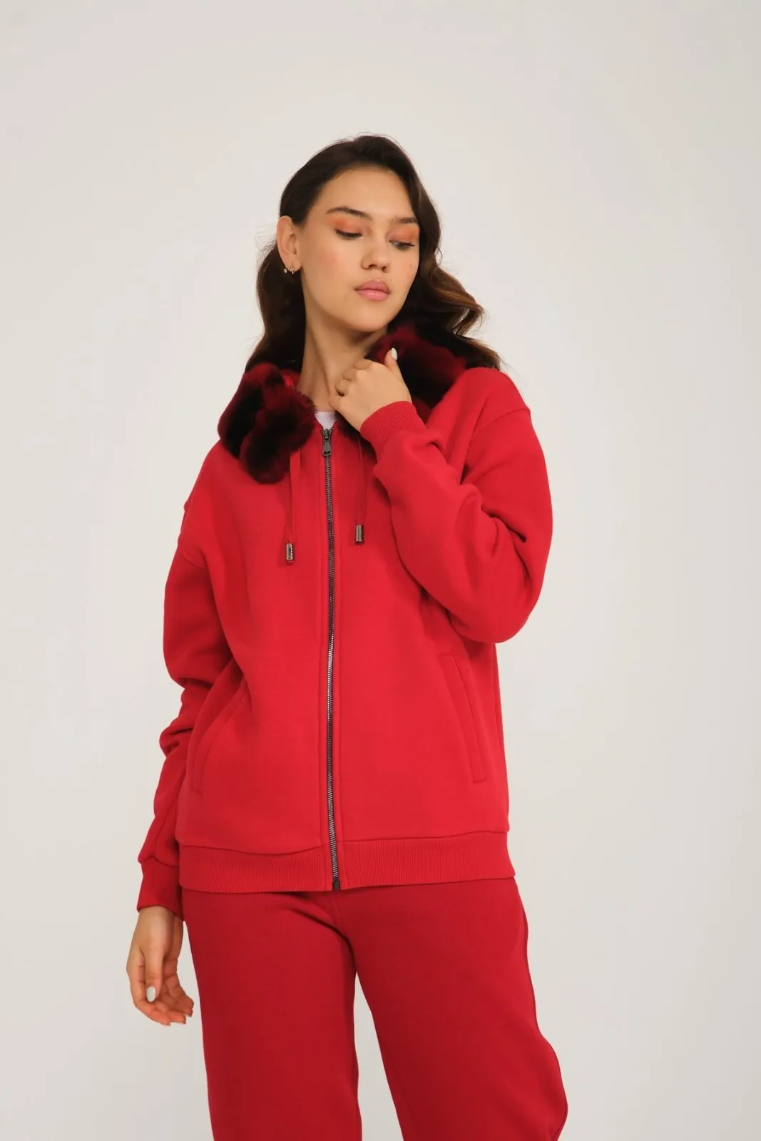 Red Rex Fur Hoodie