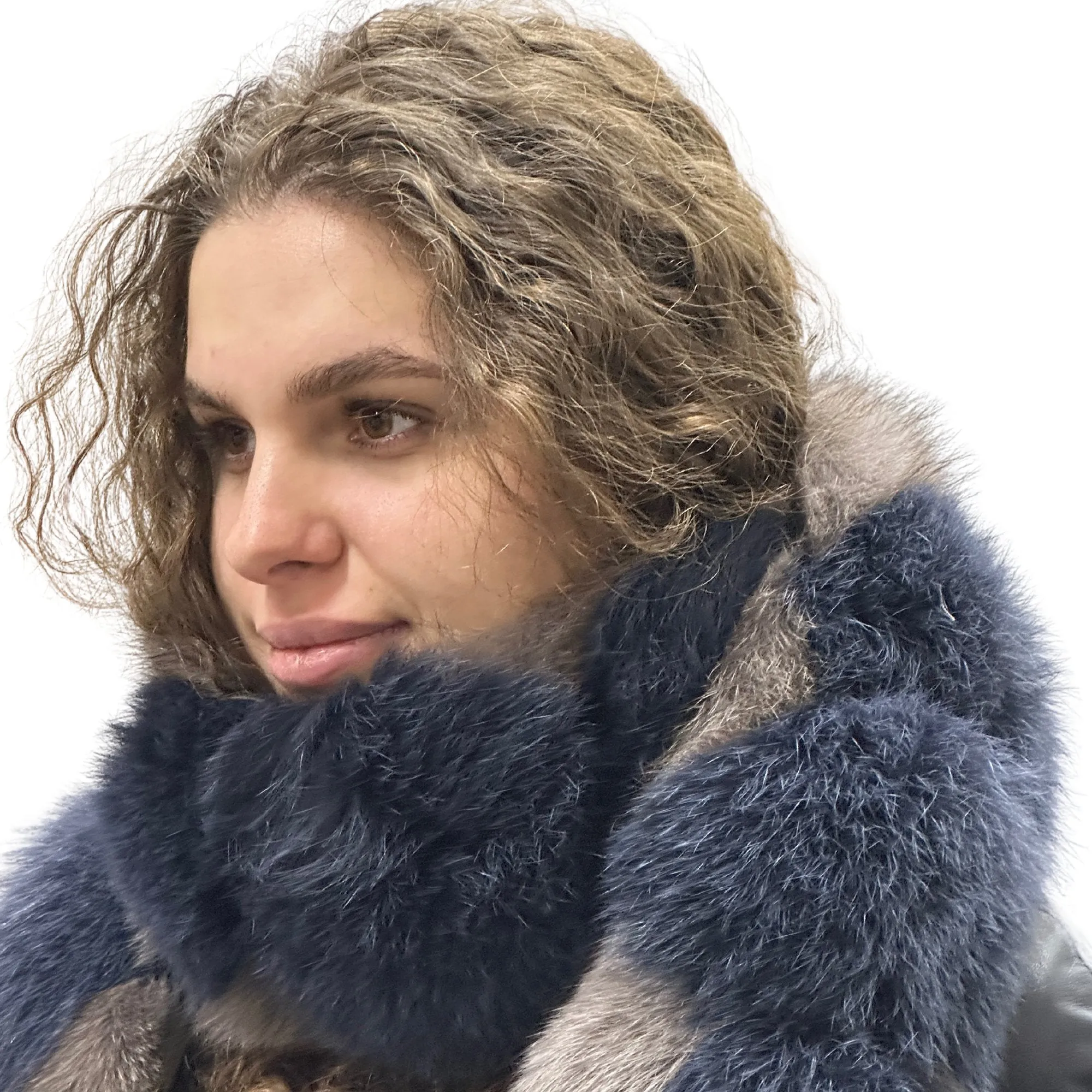 Scarf made of natural fox fur, lined fox fur scarf