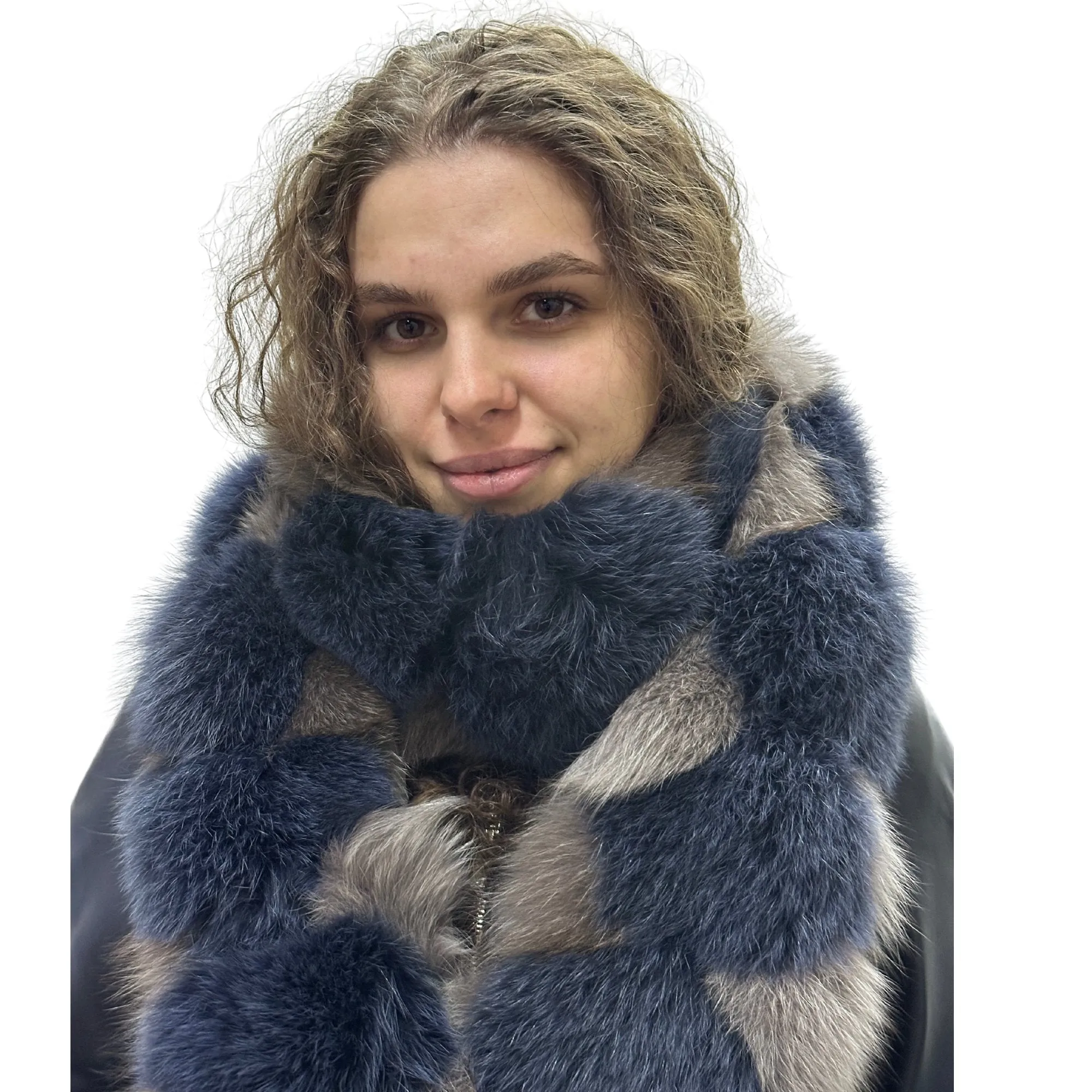 Scarf made of natural fox fur, lined fox fur scarf