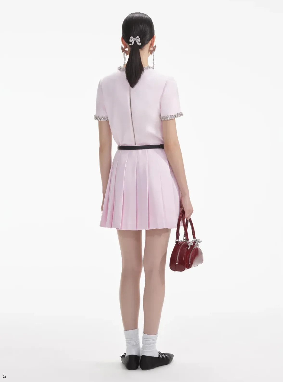 Self-Portrait | Pink Satin Mini Skirt