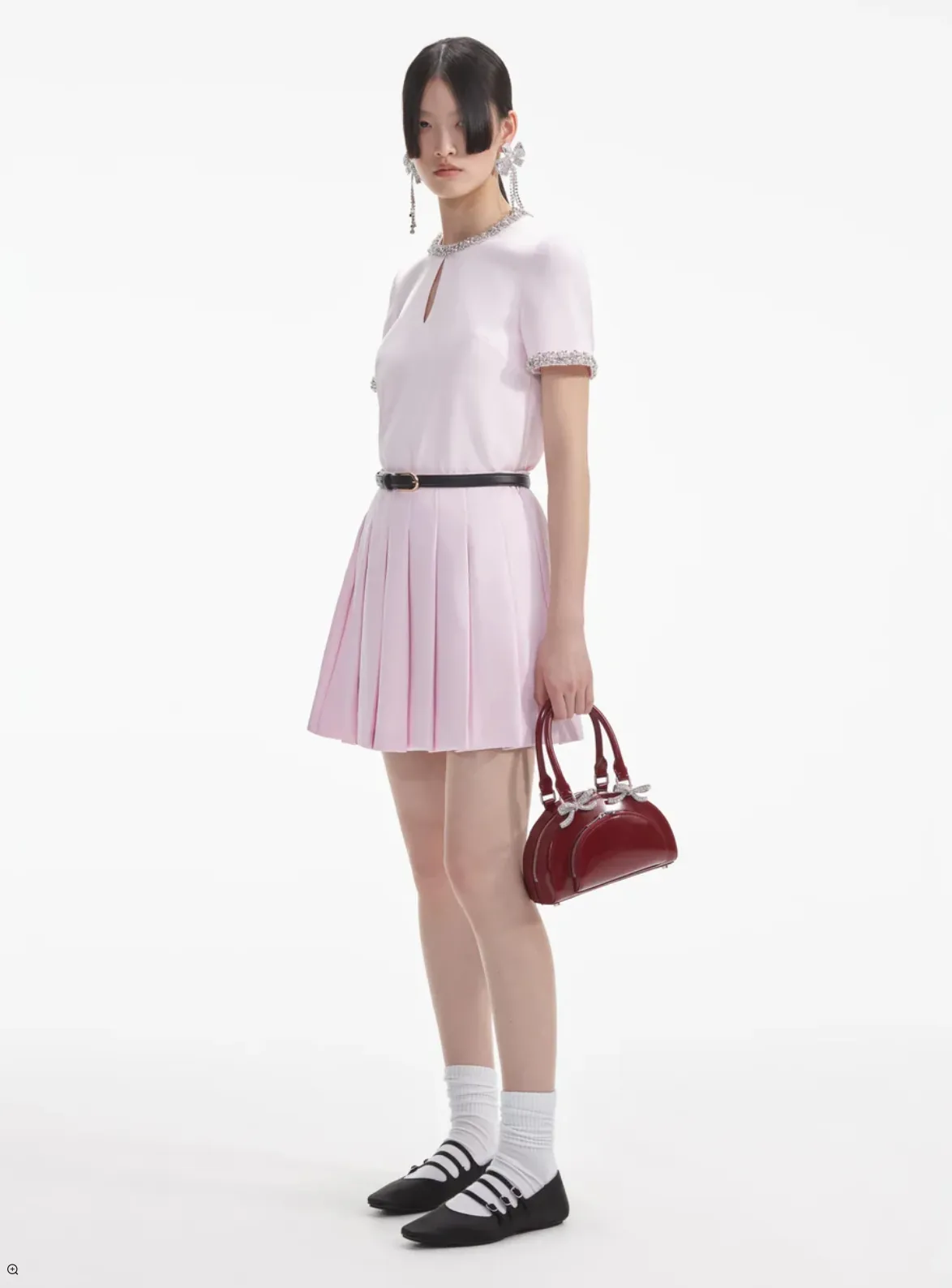 Self-Portrait | Pink Satin Mini Skirt