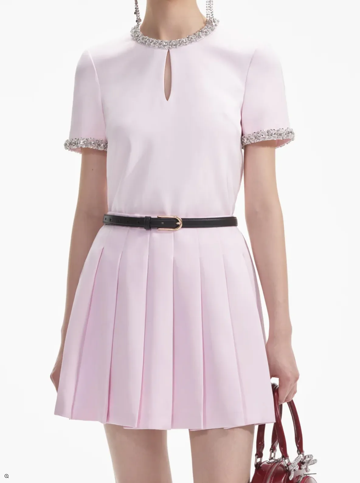 Self-Portrait | Pink Satin Mini Skirt
