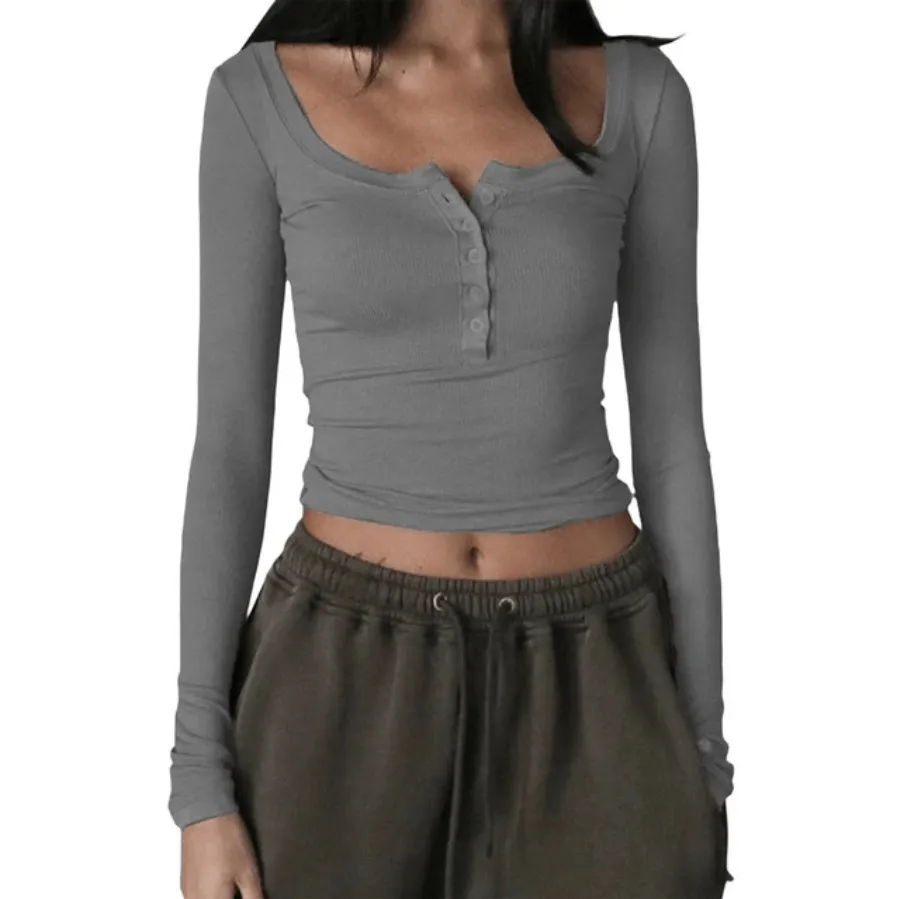 Slim Fit Ribbed Long Sleeve Crop Top