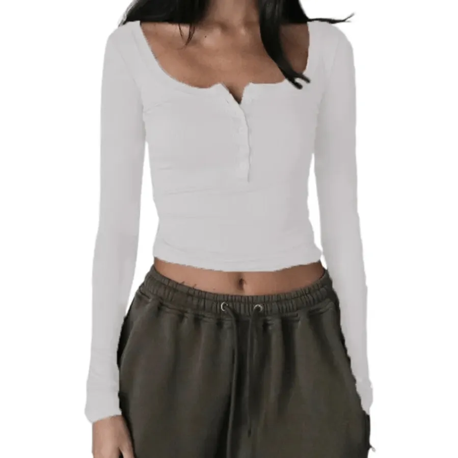 Slim Fit Ribbed Long Sleeve Crop Top