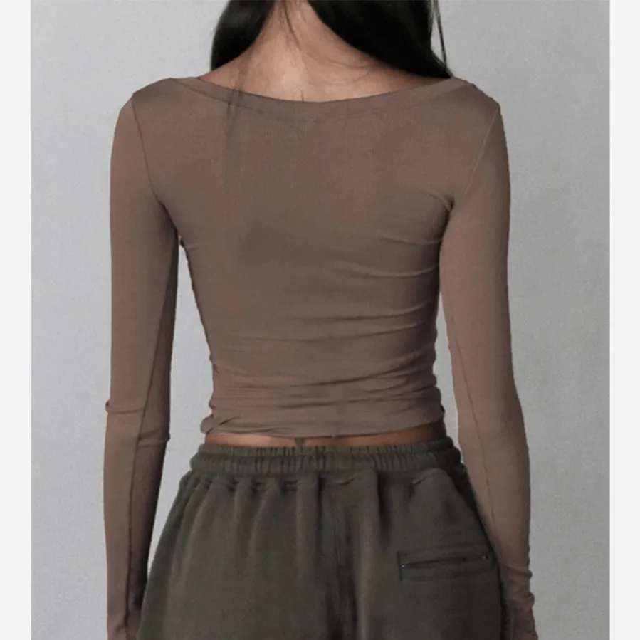 Slim Fit Ribbed Long Sleeve Crop Top