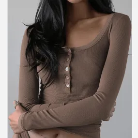 Slim Fit Ribbed Long Sleeve Crop Top