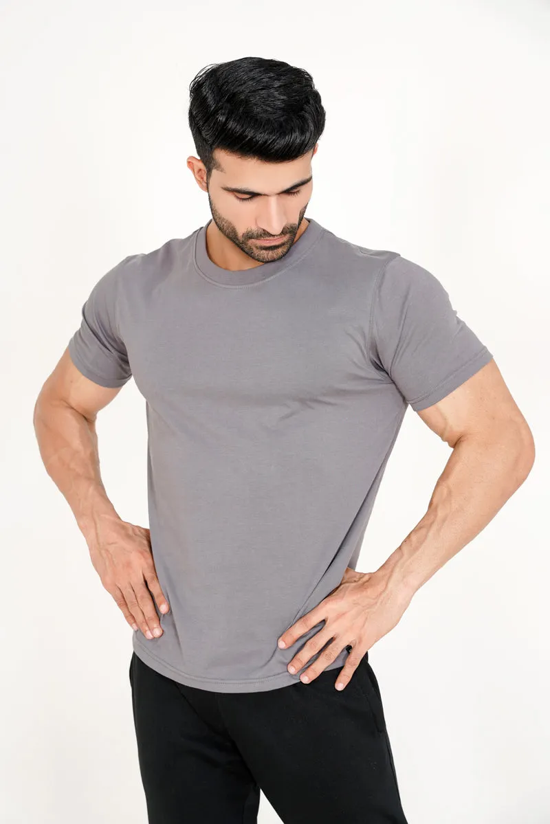 SMOKE GRAY BASIC COTTON TEE