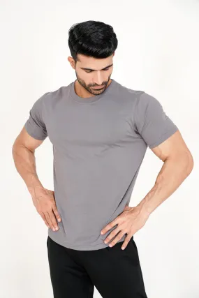 SMOKE GRAY BASIC COTTON TEE