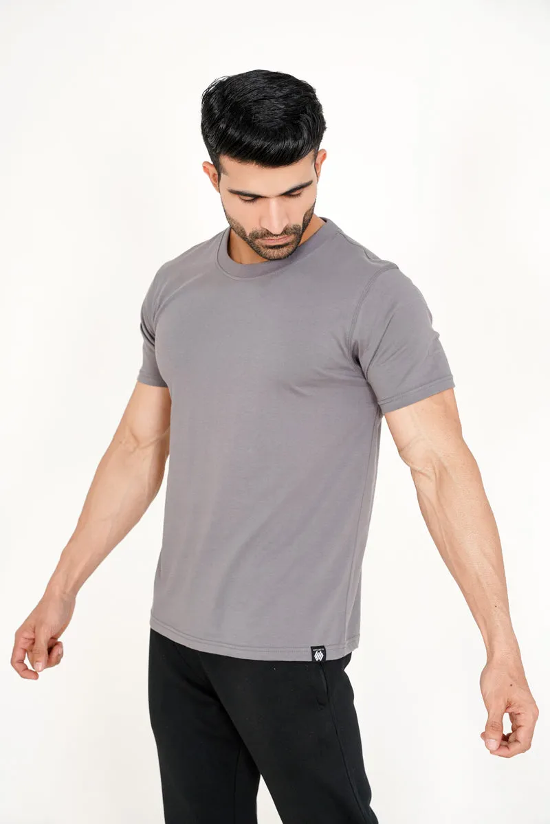 SMOKE GRAY BASIC COTTON TEE