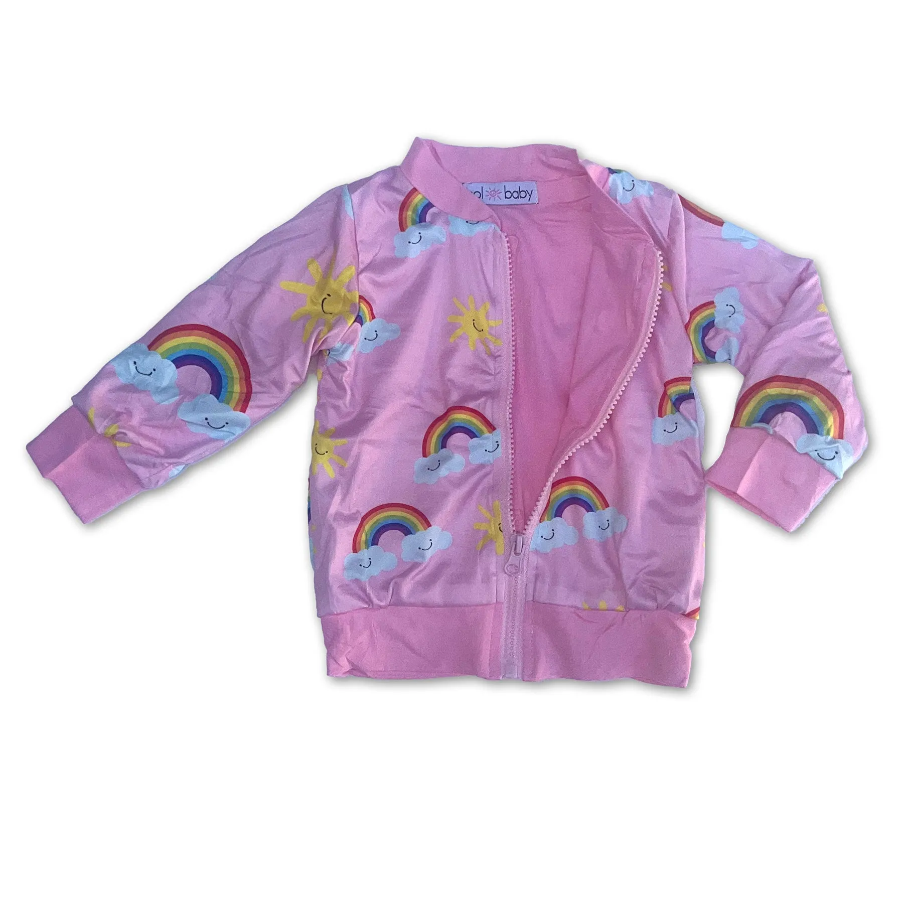 Sol Baby Sun Rainbow Pink Bomber Jacket