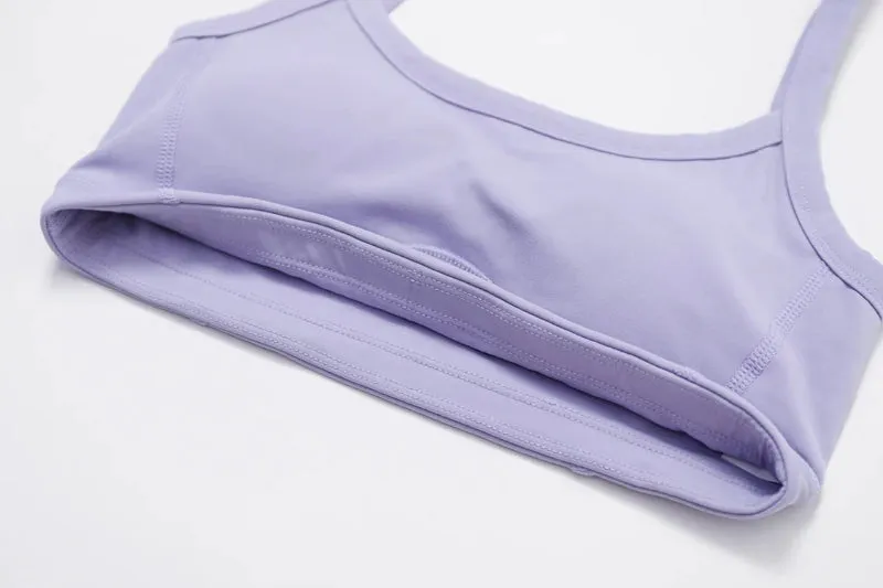 Solid Color Sweat Sports Bra And Sweatpants Set
