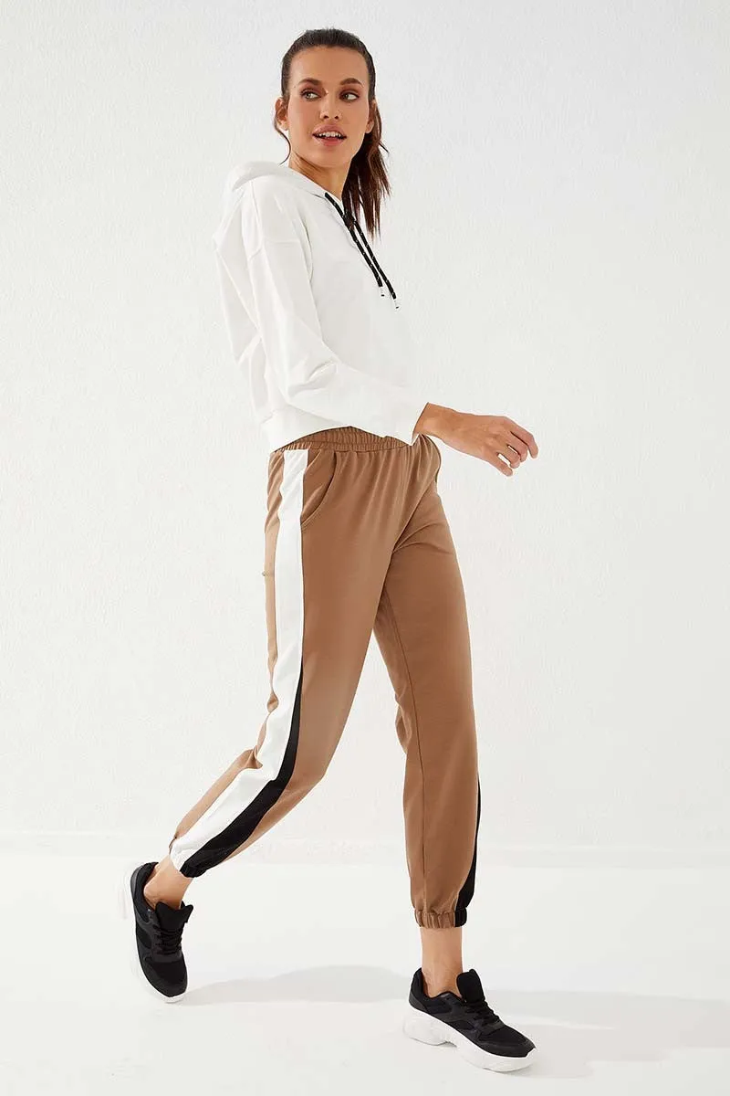 TMY Earth Two-Color Striped Comfortable Fit Elastic Cuff Women's Sweatpants - 94582 - Levittown