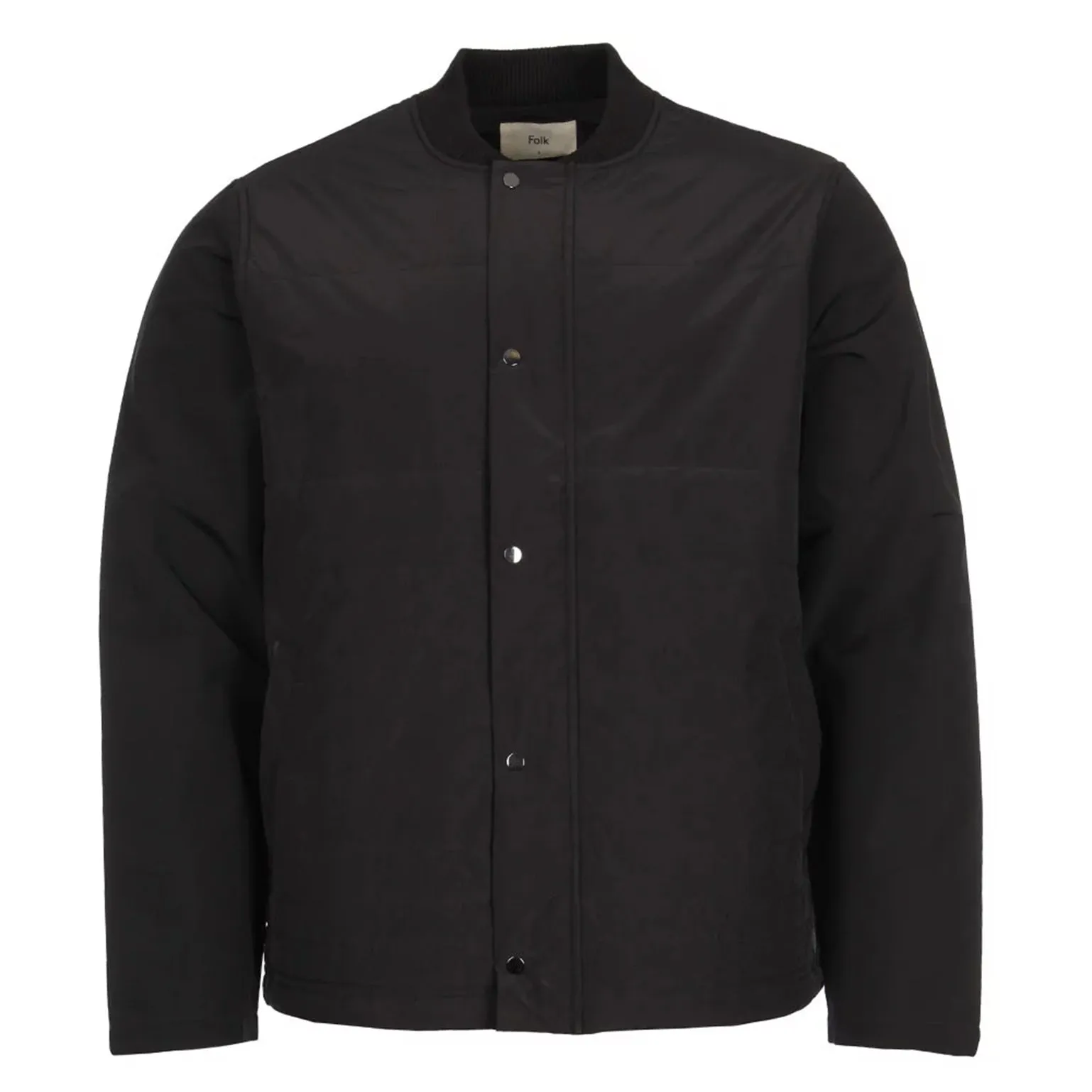 Two Tone Wadded Contour Jacket - Black