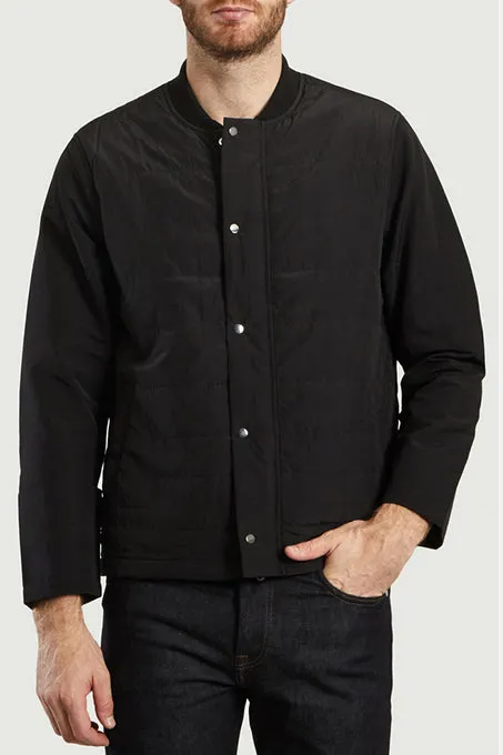 Two Tone Wadded Contour Jacket - Black