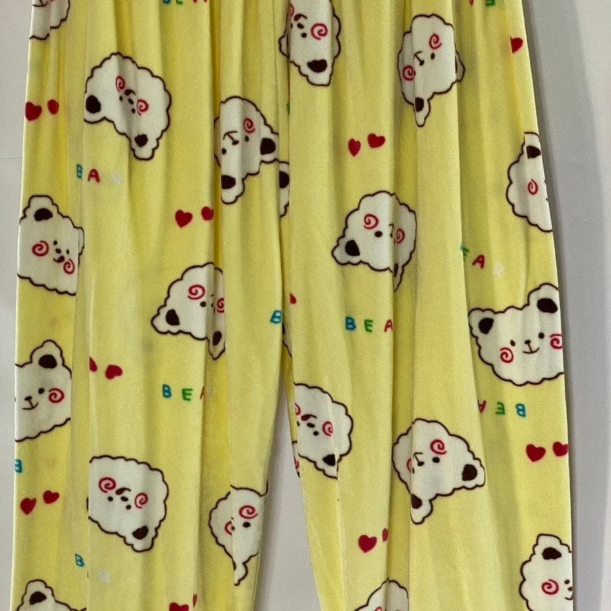 UNBRANDED Women's Yellow Cartoon Print Fleece Pull-On Pant SZ XS