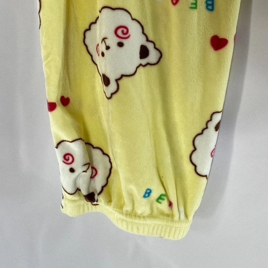UNBRANDED Women's Yellow Cartoon Print Fleece Pull-On Pant SZ XS