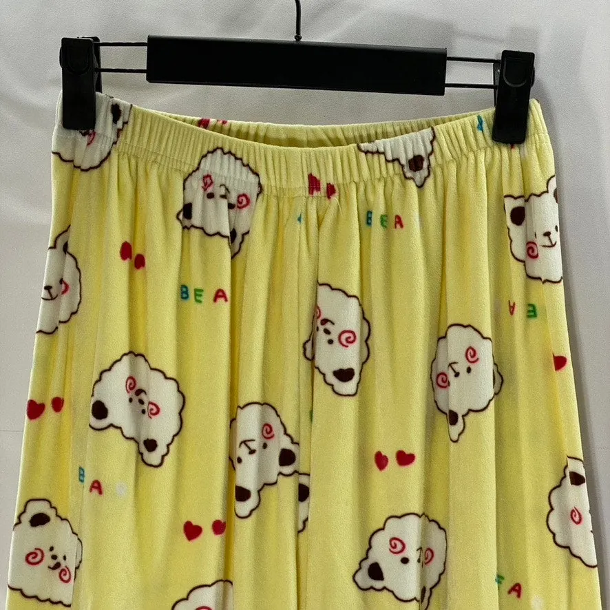 UNBRANDED Women's Yellow Cartoon Print Fleece Pull-On Pant SZ XS