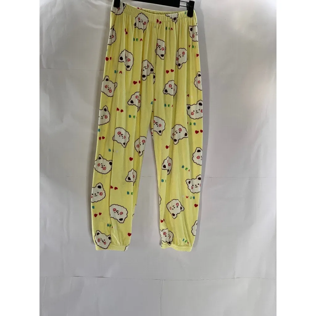 UNBRANDED Women's Yellow Cartoon Print Fleece Pull-On Pant SZ XS
