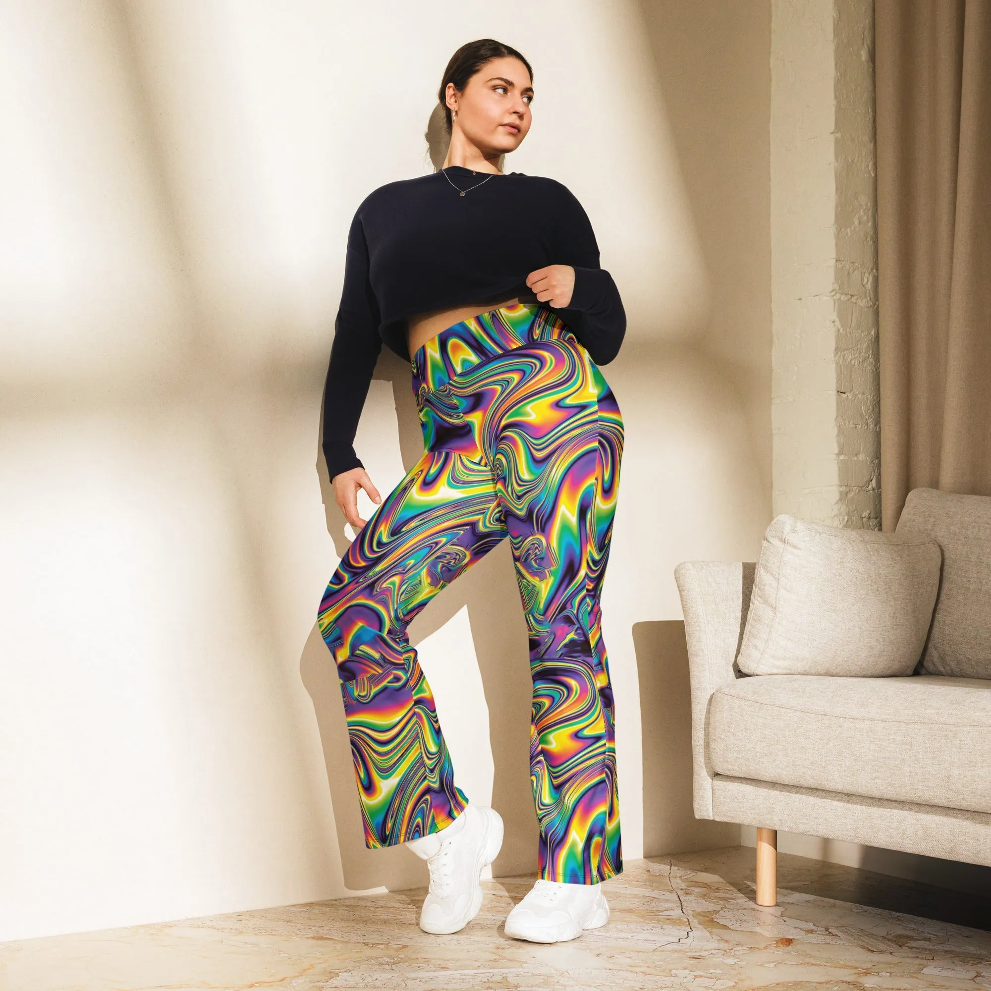 Vibrant Psychedelic Flare Leggings