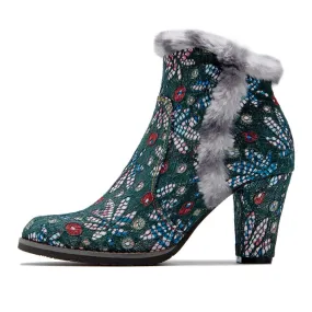 vintage faux fur collar boots