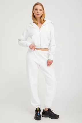White Cotton Mini Logo Sweatpants