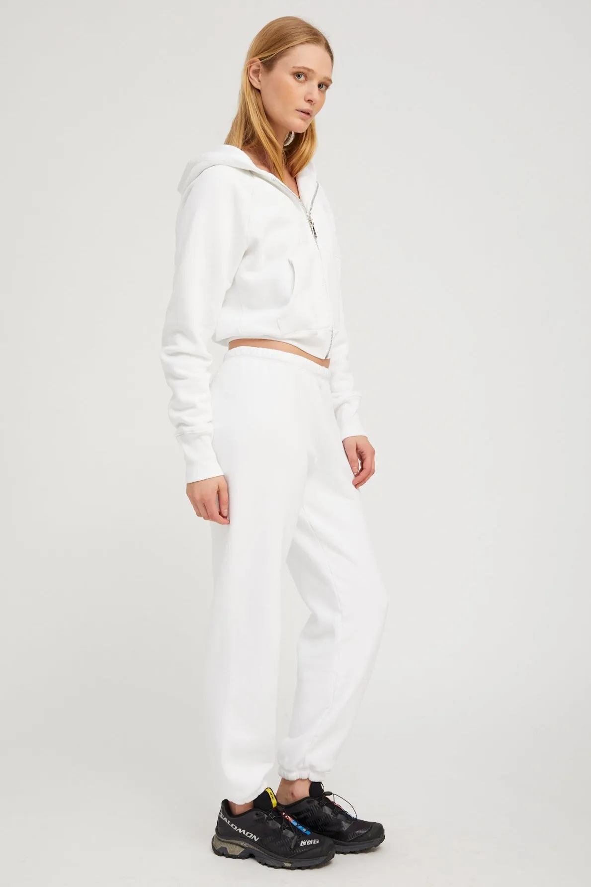 White Cotton Mini Logo Sweatpants
