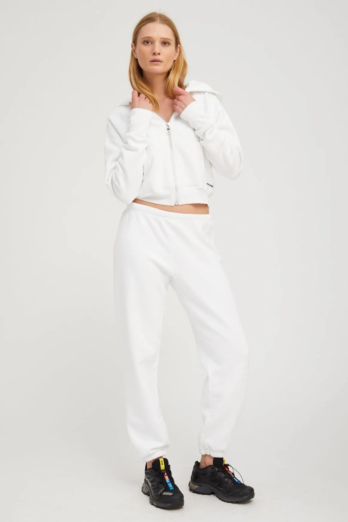 White Cotton Mini Logo Sweatpants