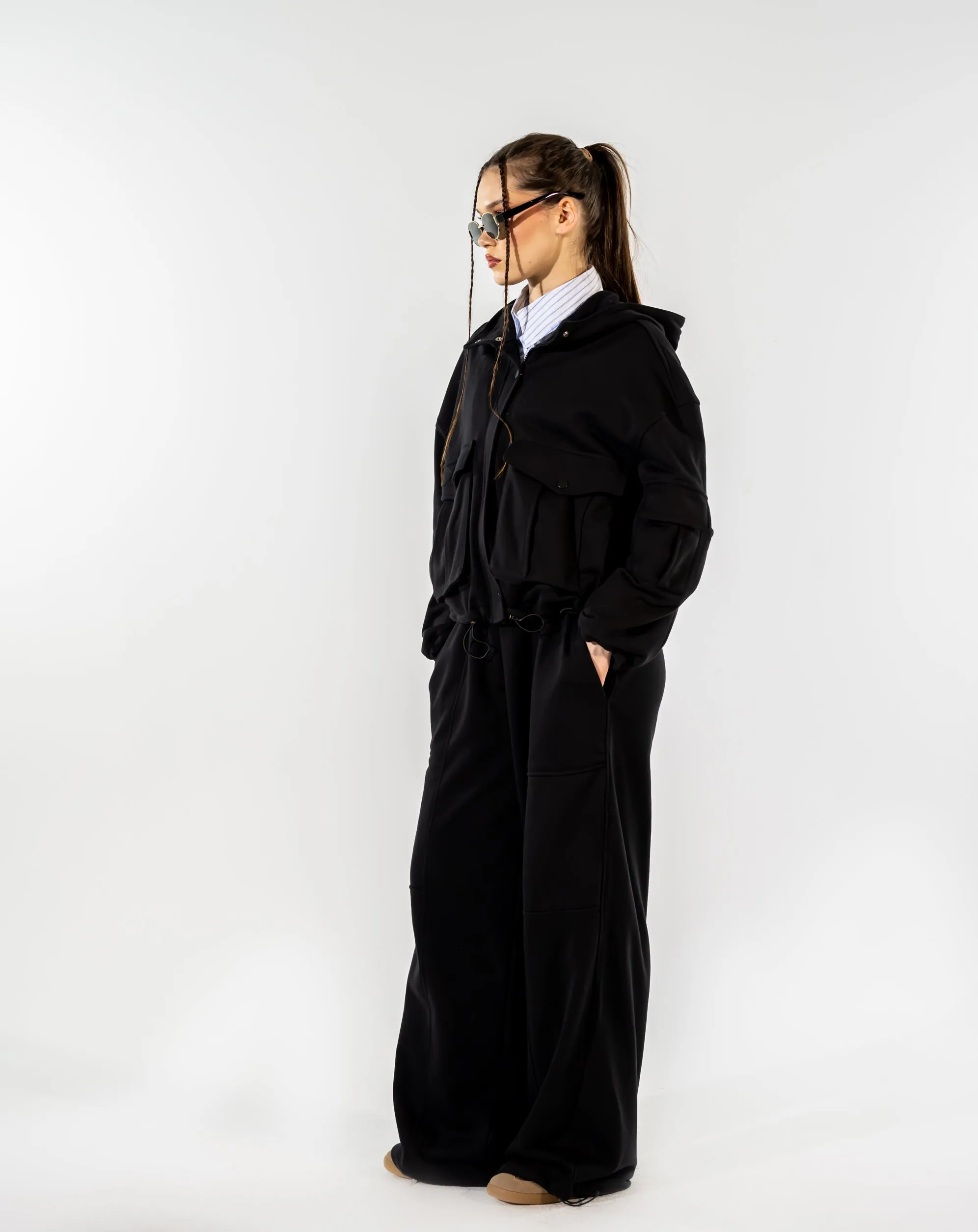 WIDE LEG MILTON PANT-BLACK