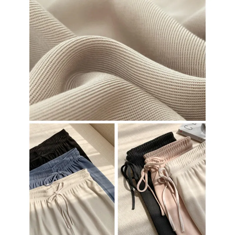 Women's 2 Pcs Ice Silk Ankle Length Summer Pants