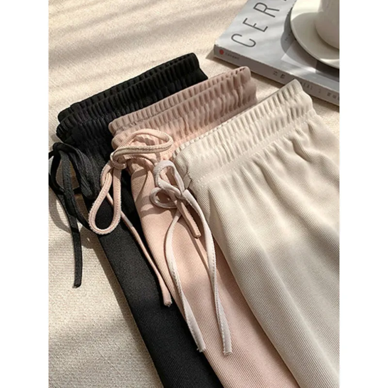 Women's 2 Pcs Ice Silk Ankle Length Summer Pants