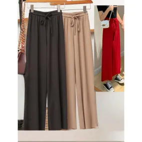 Women's 2 Pcs Ice Silk Ankle Length Summer Pants