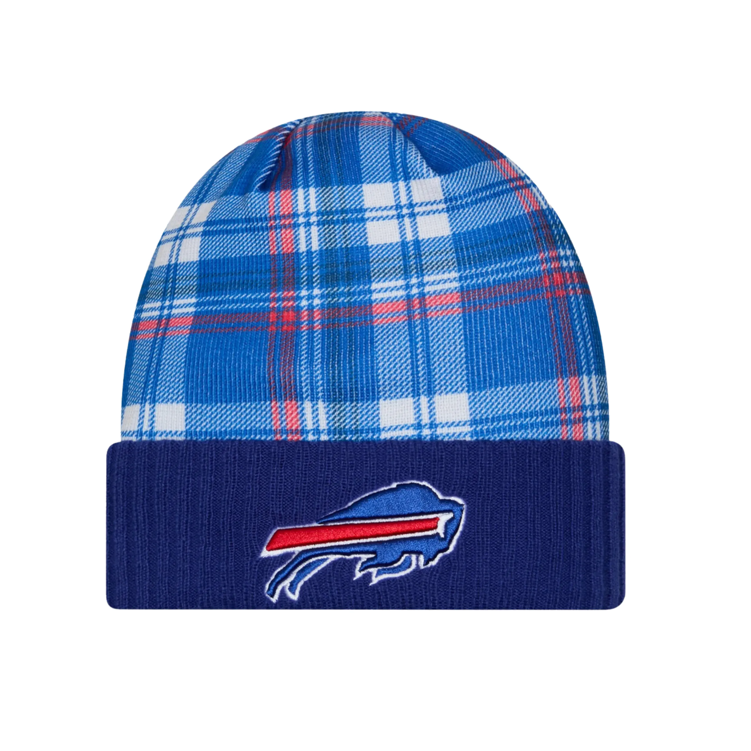 Youth New Era Bills 2024 Sideline Plaid Statement Knit