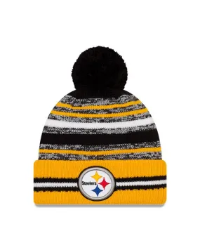 Youth Pittsburgh Steelers New Era 2021 NFL Sideline - Sport Official Pom Cuffed Knit Hat - Gold/Black